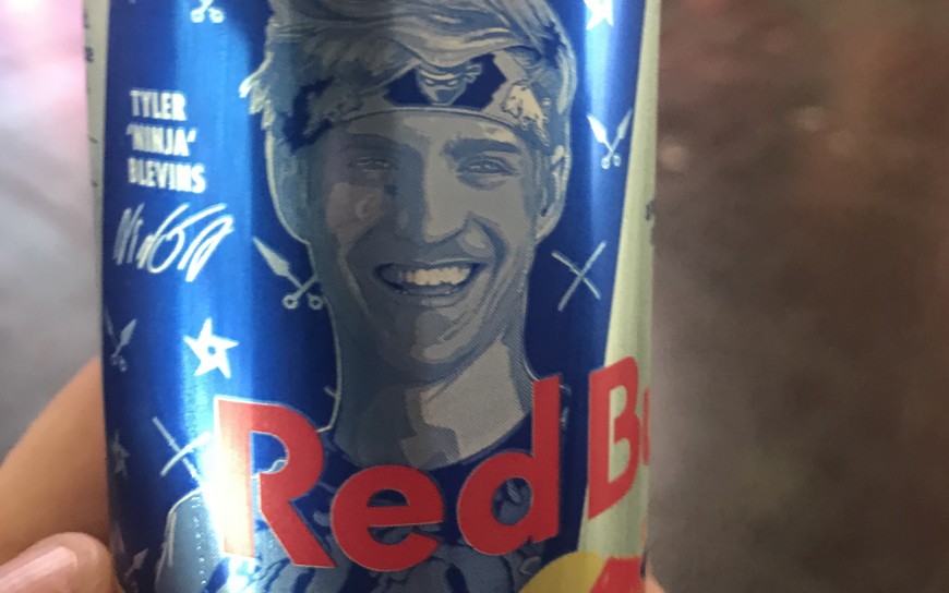 Tyler Ninja Blevins @ Mixer - Gamescom promotionals even on Red Bull cans fot. Try Evidence